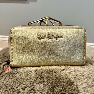 Lilly Pulitzer Gold Continental (zip around) Wallet